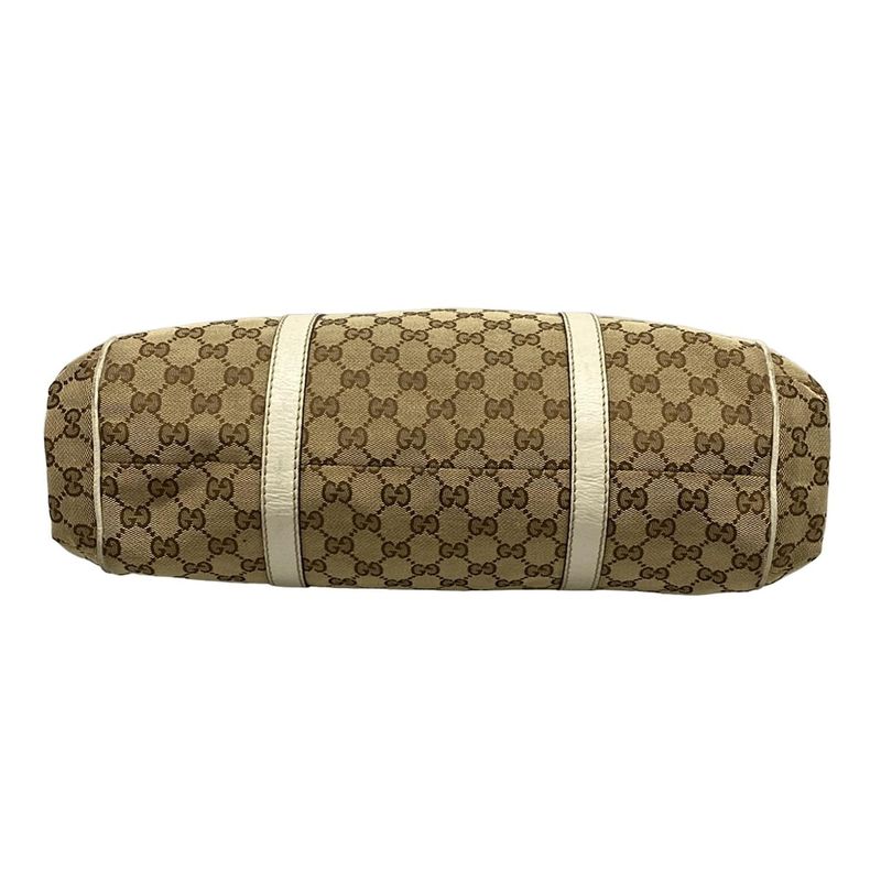 Gucci Tote Bag GG Patternsherry 233609 Beige Dark Brown And White Leather