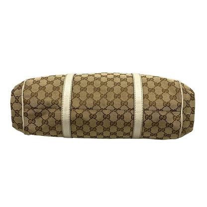 Gucci Tote Bag GG Patternsherry 233609 Beige Dark Brown And White Leather
