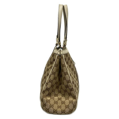 Gucci Tote Bag GG Patternsherry 233609 Beige Dark Brown And White Leather