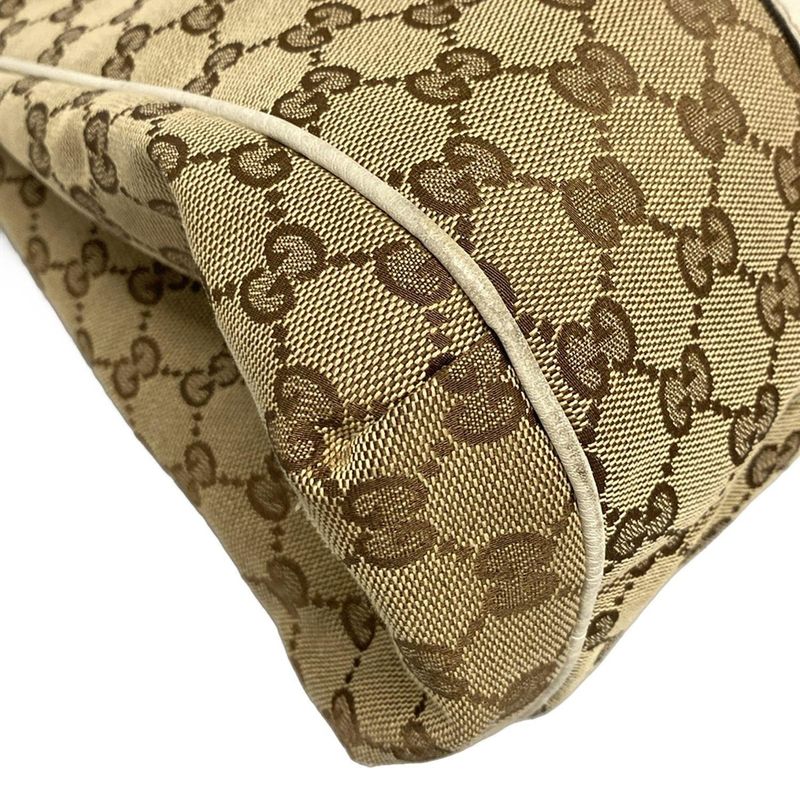 Gucci Tote Bag GG Patternsherry 233609 Beige Dark Brown And White Leather