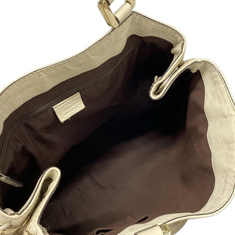 Gucci Tote Bag GG Patternsherry 233609 Beige Dark Brown And White Leather