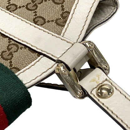 Gucci Tote Bag GG Patternsherry 233609 Beige Dark Brown And White Leather