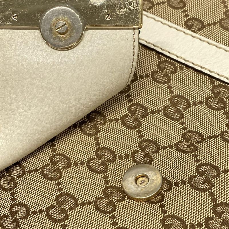 Gucci Tote Bag GG Patternsherry 233609 Beige Dark Brown And White Leather