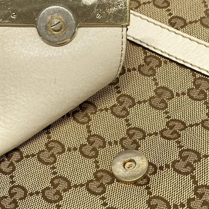 Gucci Tote Bag GG Patternsherry 233609 Beige Dark Brown And White Leather