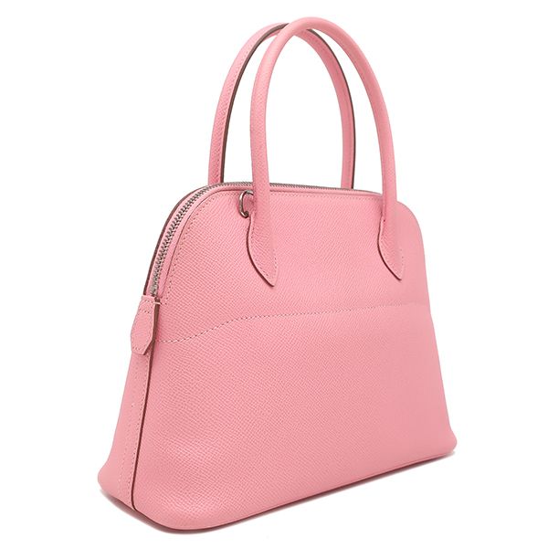 Hermes 2-Way Bag Bolide 27 Vaux Epson Rose Confetti Silver Hardware Shoulder Z