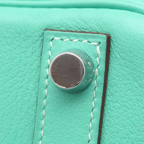 Hermes Handbag Birkin 25 Vorsoft Lagon Silver Hardware Blue Green L Engraved