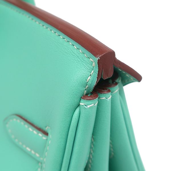 Hermes Handbag Birkin 25 Vorsoft Lagon Silver Hardware Blue Green L Engraved