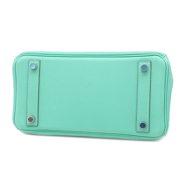 Hermes Handbag Birkin 25 Vorsoft Lagon Silver Hardware Blue Green L Engraved