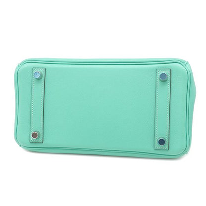 Hermes Handbag Birkin 25 Vorsoft Lagon Silver Hardware Blue Green L Engraved