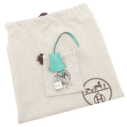 Hermes Handbag Birkin 25 Vorsoft Lagon Silver Hardware Blue Green L Engraved