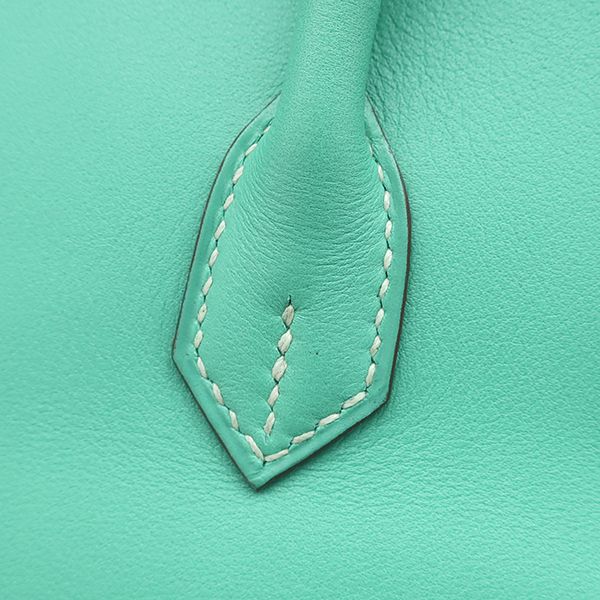 Hermes Handbag Birkin 25 Vorsoft Lagon Silver Hardware Blue Green L Engraved