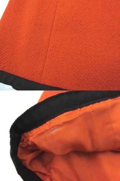 Chanel Boutique Skirt Suit Top And Bottom Setup Piping Wool Jacket 20015 Orange