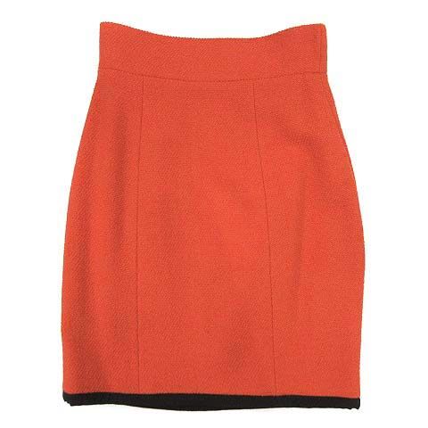 Chanel Boutique Skirt Suit Top And Bottom Setup Piping Wool Jacket 20015 Orange