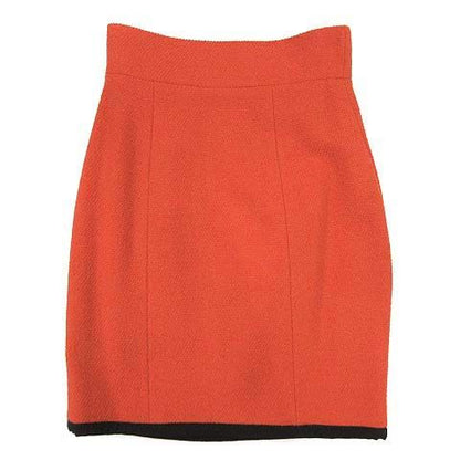 Chanel Boutique Skirt Suit Top And Bottom Setup Piping Wool Jacket 20015 Orange
