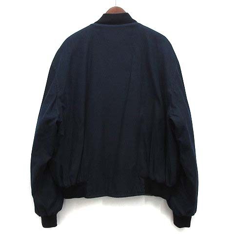 Hermes Allover Silk Reversible Bomber Jacket Blouson Cotton Navy 52