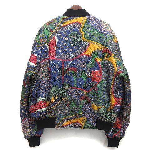 Hermes Allover Silk Reversible Bomber Jacket Blouson Cotton Navy 52