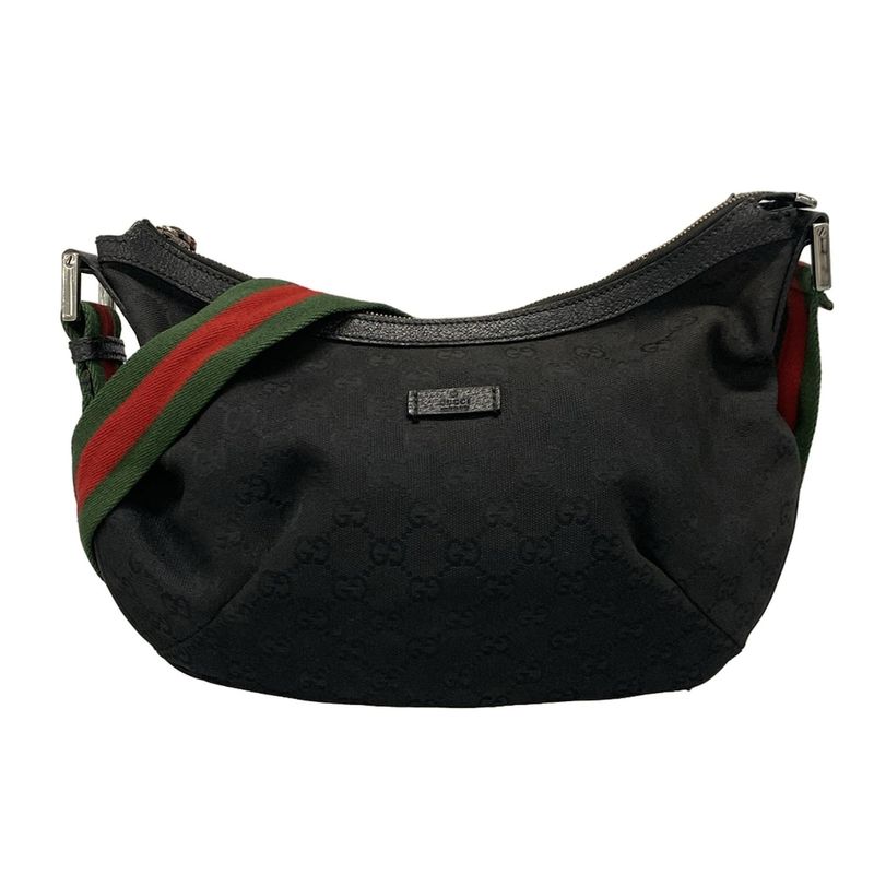 Gucci Shoulder Bag GG Patternsherry (web) 181092 Black Green And Red Leather