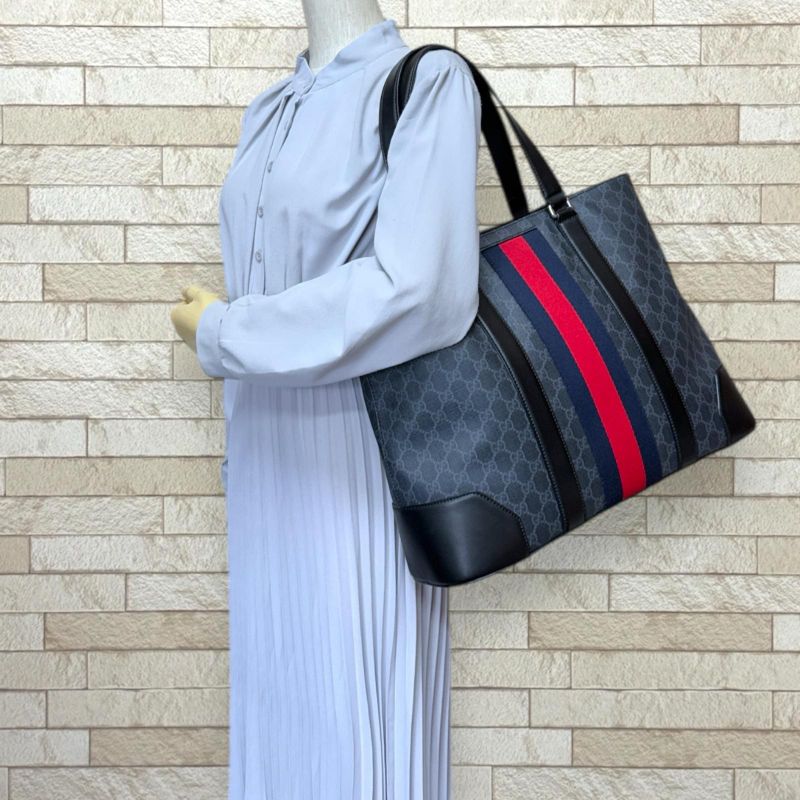 Gucci Sherry Tote Bag GG Supreme Canvas 495560 Black Unisex Gucci  Gucci