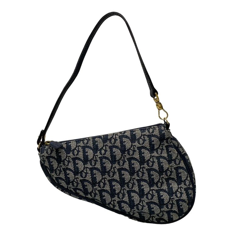 Dior/christian Dior Handbag Saddle Pouch Navy And Indigo Leather