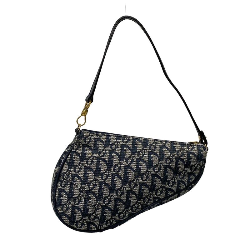 Dior/christian Dior Handbag Saddle Pouch Navy And Indigo Leather
