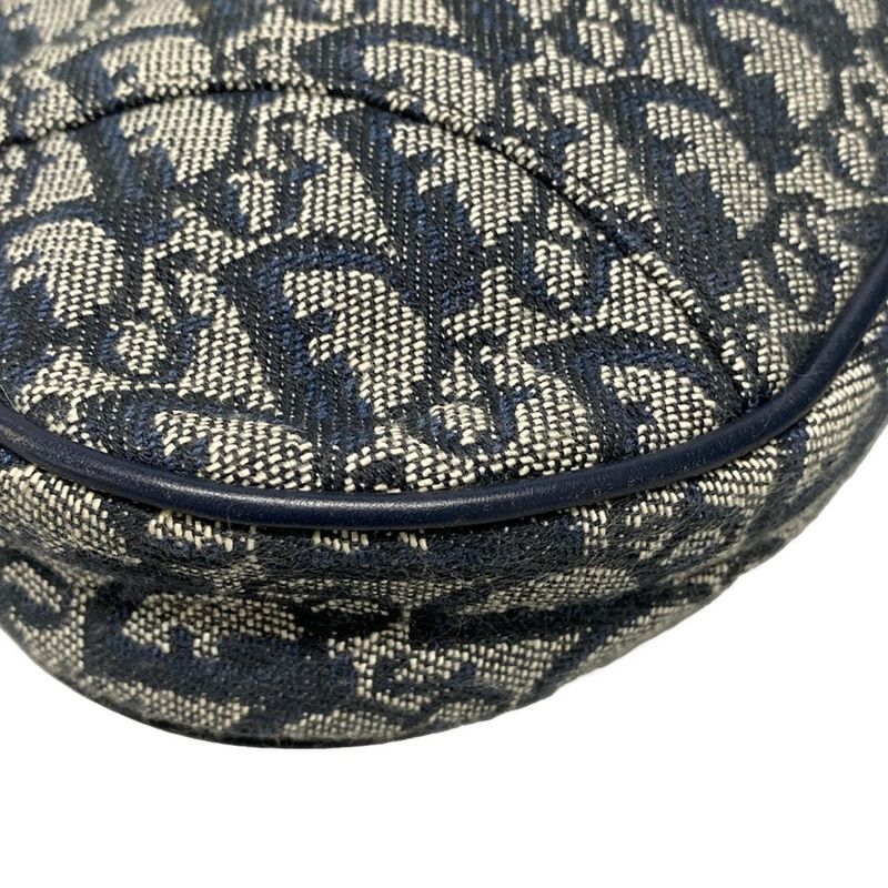 Dior/christian Dior Handbag Saddle Pouch Navy And Indigo Leather
