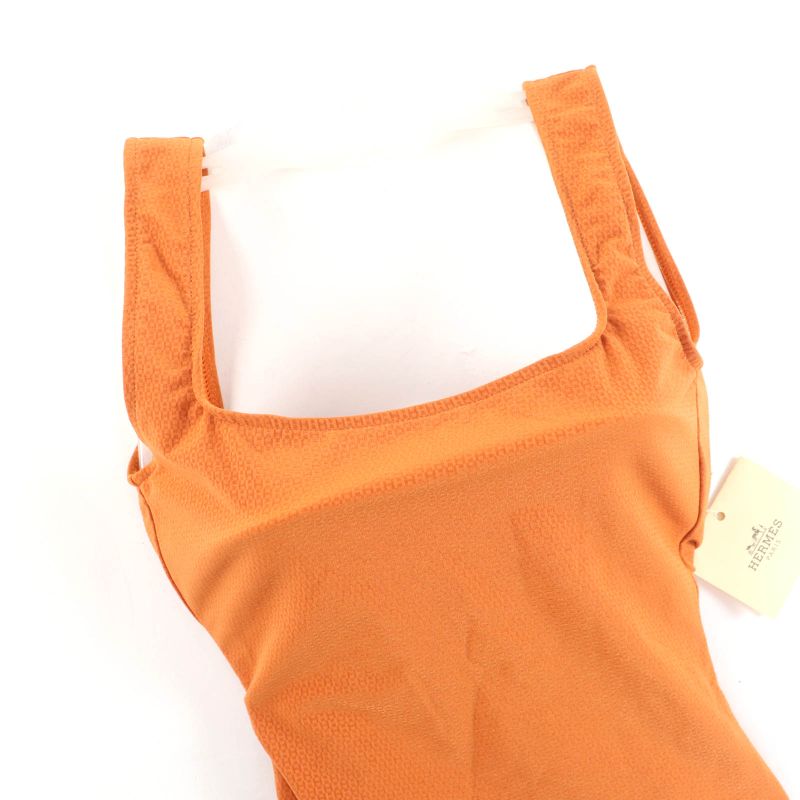 Hermes Margiela Period H Motif Swimwear Swimsuit Dress Orange 36 Made In France