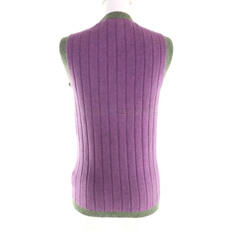 CHANEL Vintage 97A P09121 100% Cashmere Coco Mark Button V-neck Knit Vest