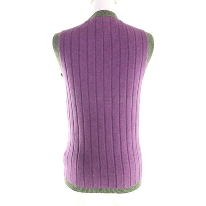 CHANEL Vintage 97A P09121 100% Cashmere Coco Mark Button V-neck Knit Vest