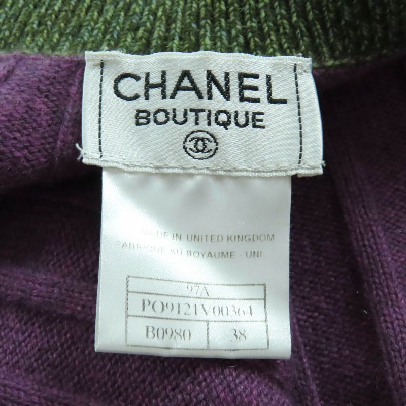 CHANEL Vintage 97A P09121 100% Cashmere Coco Mark Button V-neck Knit Vest