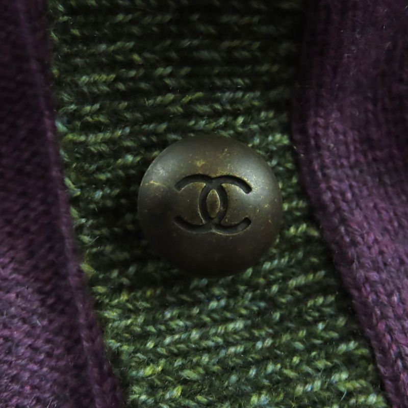 CHANEL Vintage 97A P09121 100% Cashmere Coco Mark Button V-neck Knit Vest