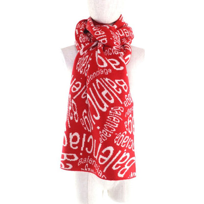 Balenciaga 583121 Large Scarf With Logo Pattern Red White S Made In Italy