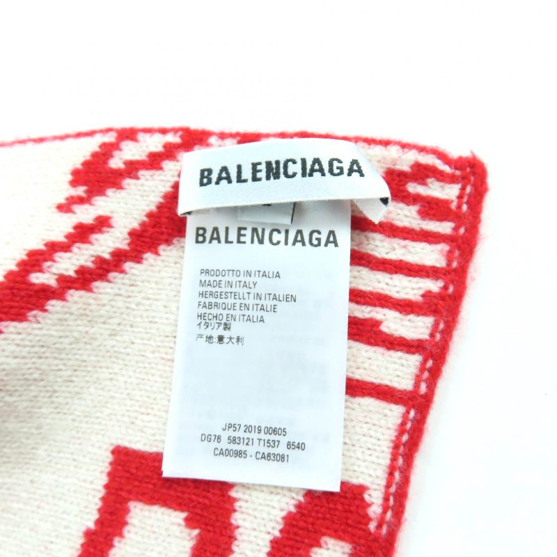 Balenciaga 583121 Large Scarf With Logo Pattern Red White S Made In Italy