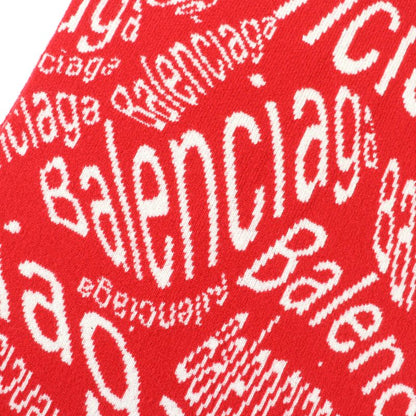 Balenciaga 583121 Large Scarf With Logo Pattern Red White S Made In Italy