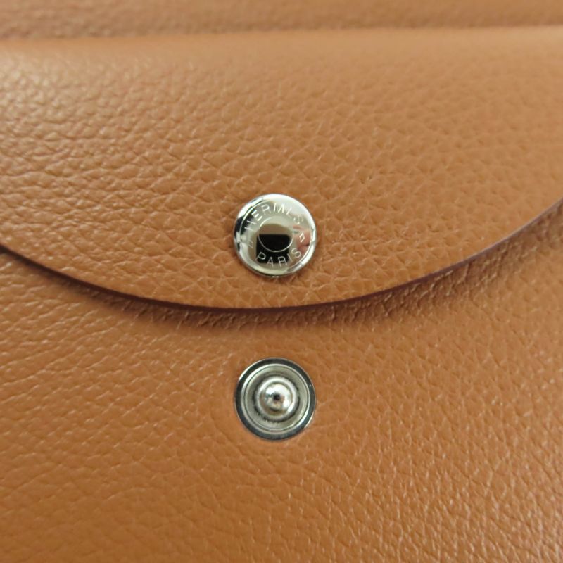 Hermes Calvi Duo Gold Evercolor Coin Case Card Case Engraved W With Box Made In