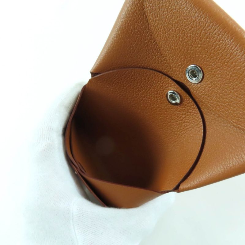 Hermes Calvi Duo Gold Evercolor Coin Case Card Case Engraved W With Box Made In