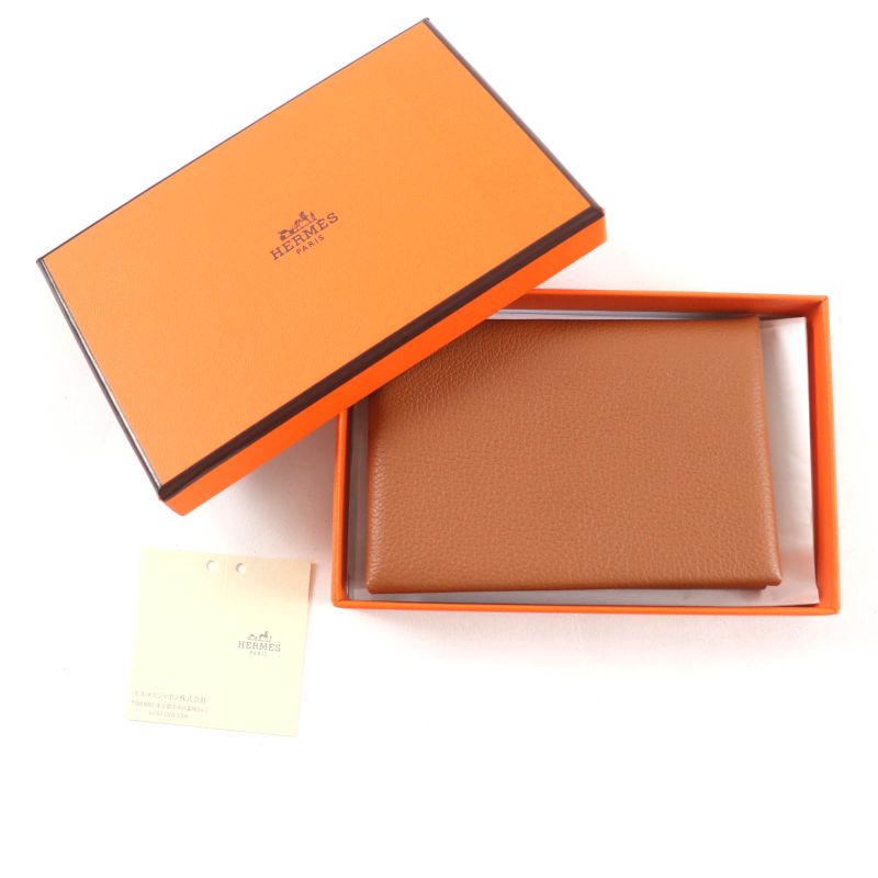 Hermes Calvi Duo Gold Evercolor Coin Case Card Case Engraved W With Box Made In