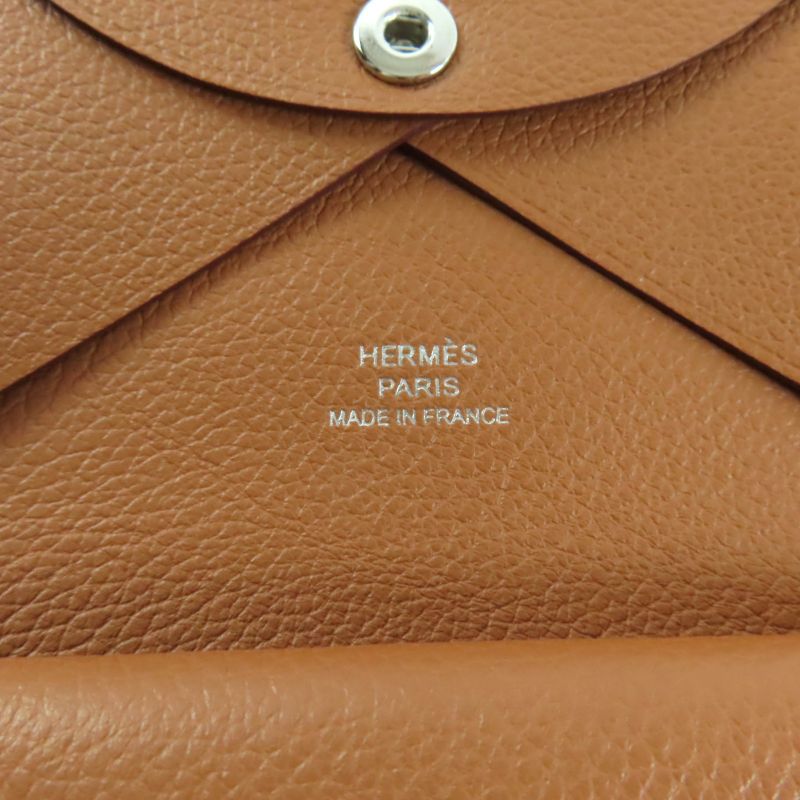 Hermes Calvi Duo Gold Evercolor Coin Case Card Case Engraved W With Box Made In