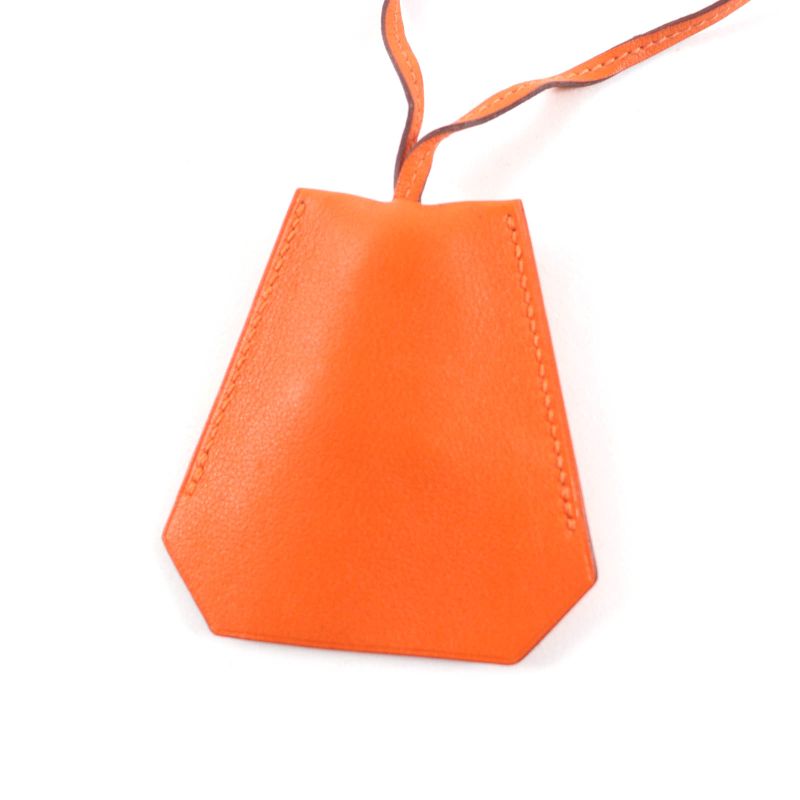 Hermes Margiela Period Large Clochette Leather Necklace With Key Ring Orange F