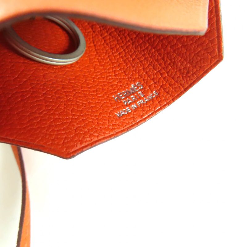 Hermes Margiela Period Large Clochette Leather Necklace With Key Ring Orange F