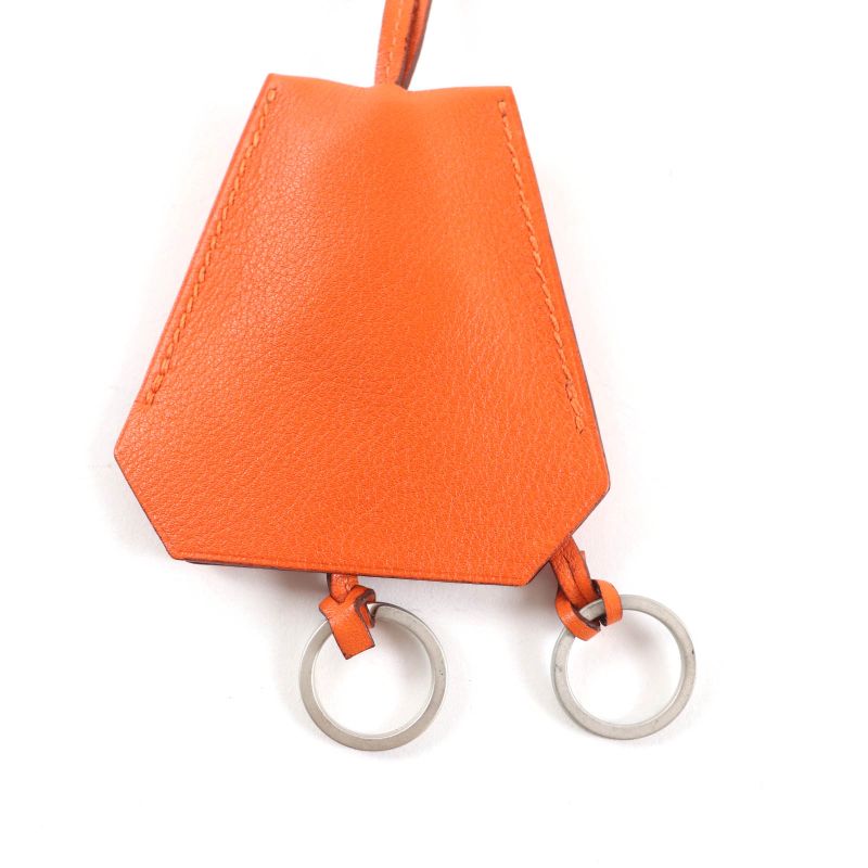 Hermes Margiela Period Large Clochette Leather Necklace With Key Ring Orange F
