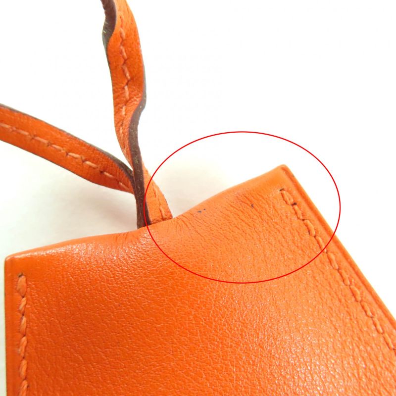Hermes Margiela Period Large Clochette Leather Necklace With Key Ring Orange F