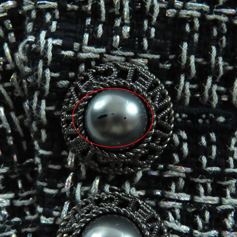 CHANEL P60790 100% Silk Lined Lamé Tweed Single Jacket With Logo Buttons Black