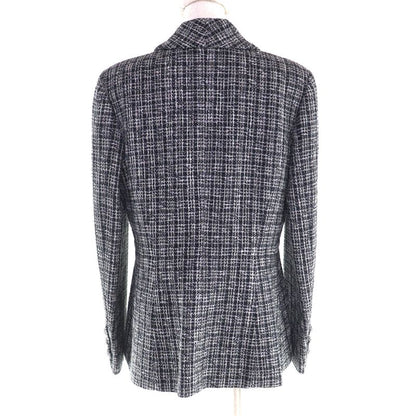 CHANEL P60790 100% Silk Lined Lamé Tweed Single Jacket With Logo Buttons Black