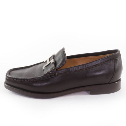 Hermes Moccasins Paris Silver Hardware Constance Leather Loafers Dark Brown