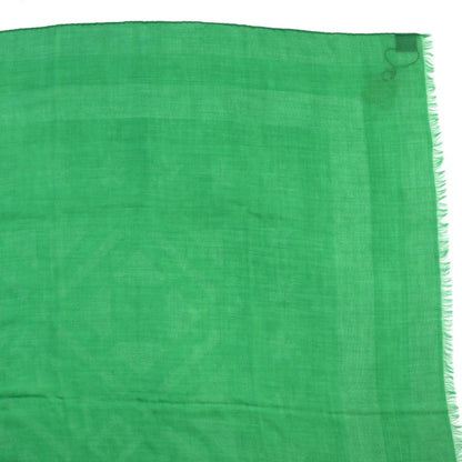 Hermes Sellier Cashmere Silk Fringe Large Shawl Scarf Green With Box Made In