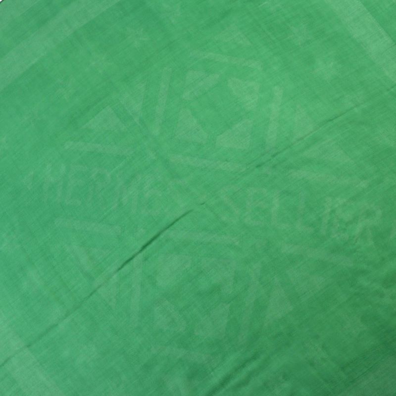 Hermes Sellier Cashmere Silk Fringe Large Shawl Scarf Green With Box Made In