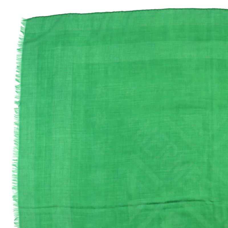 Hermes Sellier Cashmere Silk Fringe Large Shawl Scarf Green With Box Made In