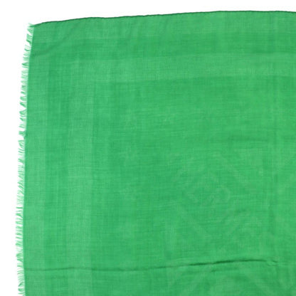 Hermes Sellier Cashmere Silk Fringe Large Shawl Scarf Green With Box Made In
