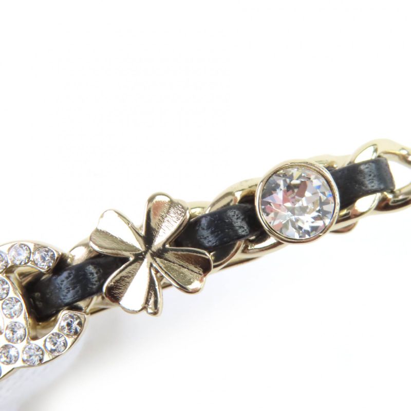 CHANEL B20B Coco Mark Chain Pearl Star Clover Bijoux Barrette Gold Black Made