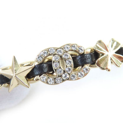 CHANEL B20B Coco Mark Chain Pearl Star Clover Bijoux Barrette Gold Black Made